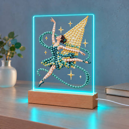 Ballerina in a Teal Ribbon Swirl (Light-Up Pearl Painting)
