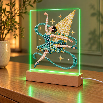 Ballerina in a Teal Ribbon Swirl (Light-Up Pearl Painting)