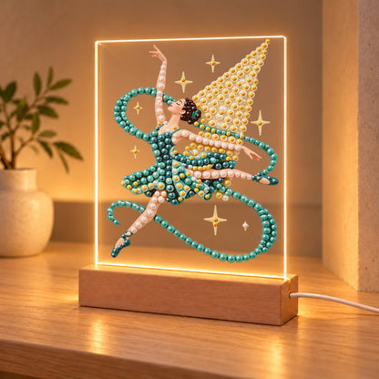 Ballerina in a Teal Ribbon Swirl (Light-Up Pearl Painting)