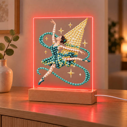 Ballerina in a Teal Ribbon Swirl (Light-Up Pearl Painting)