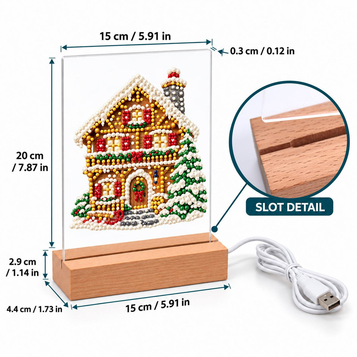 Snowy Alpine Chalet with Garland (Light-Up Pearl Painting)