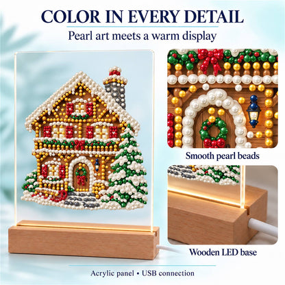 Snowy Alpine Chalet with Garland (Light-Up Pearl Painting)