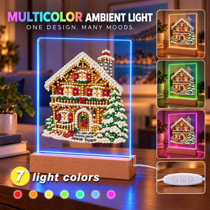Snowy Alpine Chalet with Garland (Light-Up Pearl Painting)
