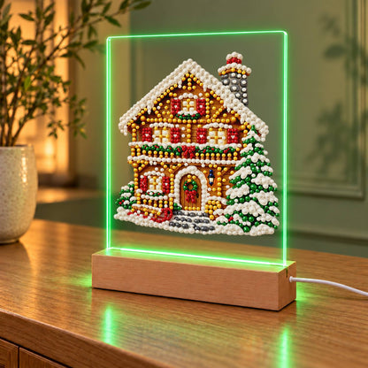Snowy Alpine Chalet with Garland (Light-Up Pearl Painting)