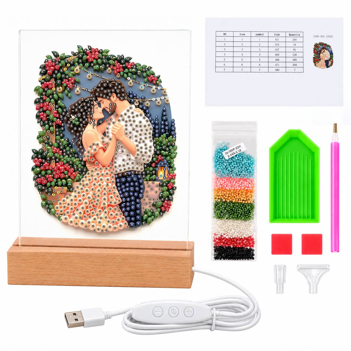 Kiss Under a Rose Arch (Light-Up Pearl Painting)