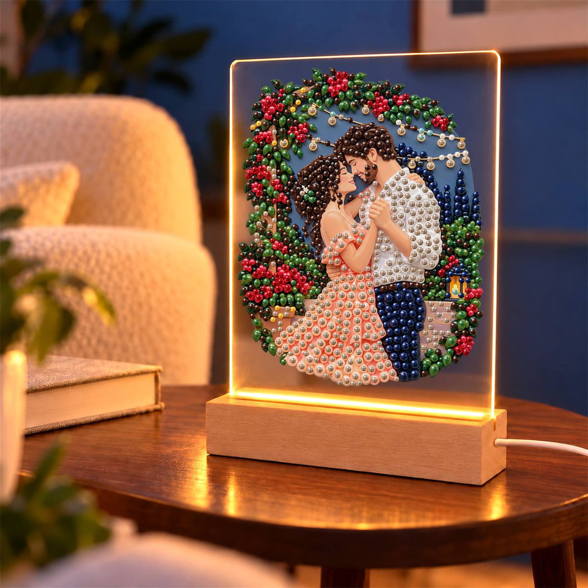Kiss Under a Rose Arch (Light-Up Pearl Painting)