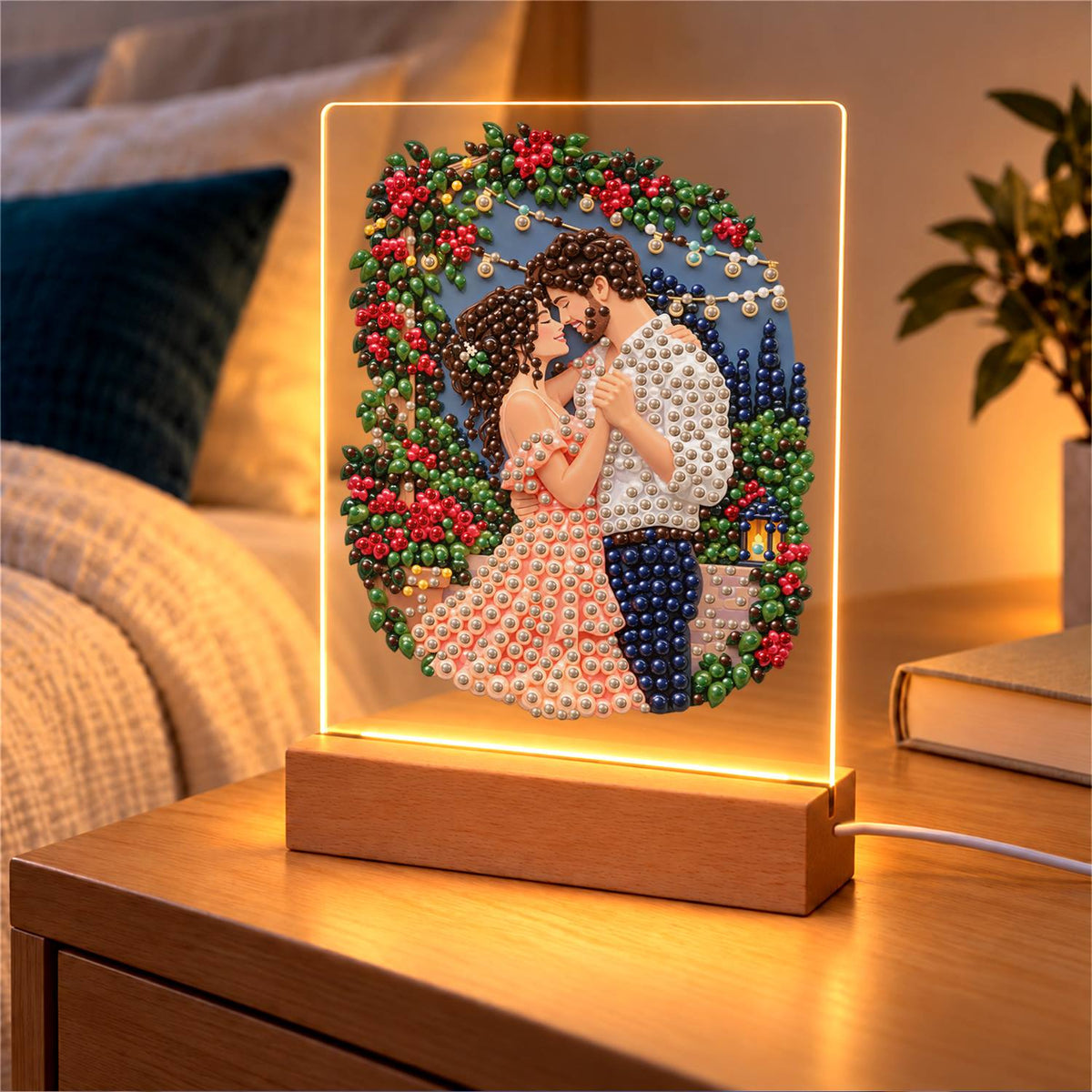 Kiss Under a Rose Arch (Light-Up Pearl Painting)
