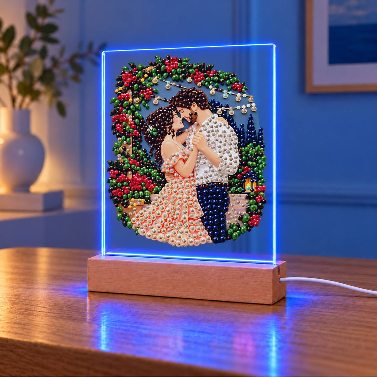 Kiss Under a Rose Arch (Light-Up Pearl Painting)