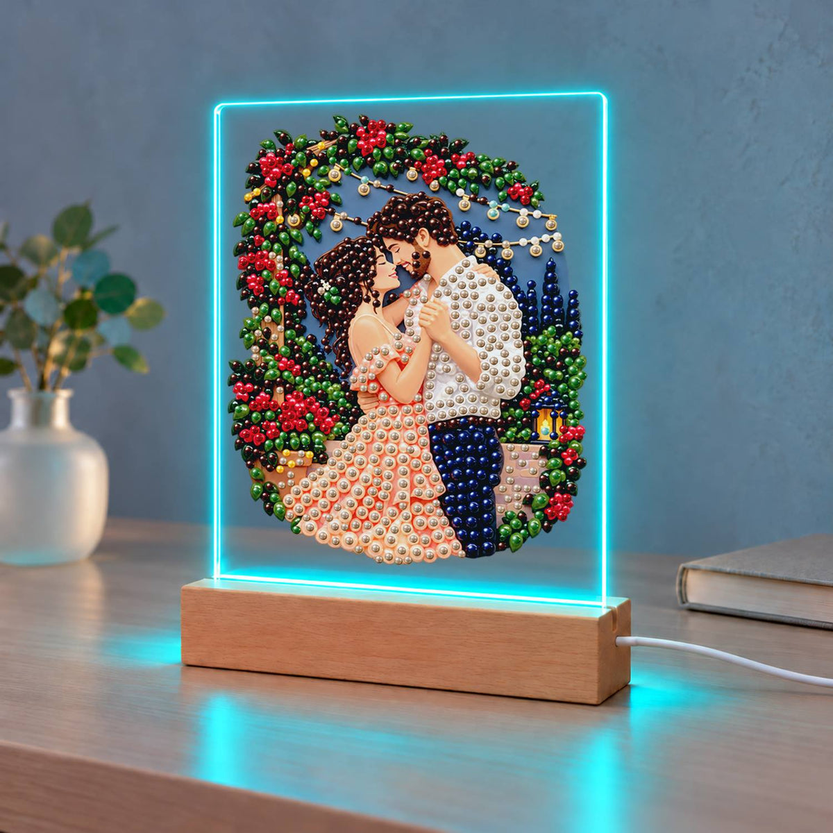 Kiss Under a Rose Arch (Light-Up Pearl Painting)
