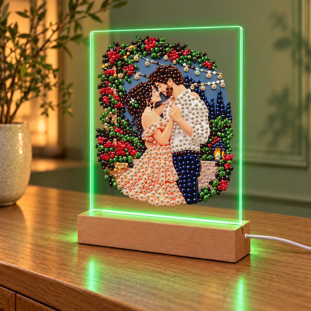 Kiss Under a Rose Arch (Light-Up Pearl Painting)
