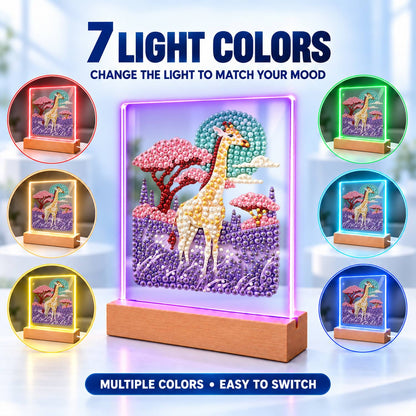 Giraffe in a Lavender Savanna (Light-Up Pearl Painting)