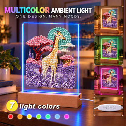 Giraffe in a Lavender Savanna (Light-Up Pearl Painting)