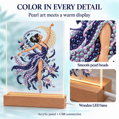 Lilac Dancer in Swirling Silk (Light-Up Pearl Painting)