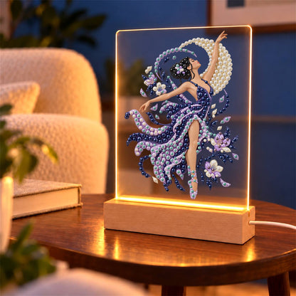 Lilac Dancer in Swirling Silk (Light-Up Pearl Painting)
