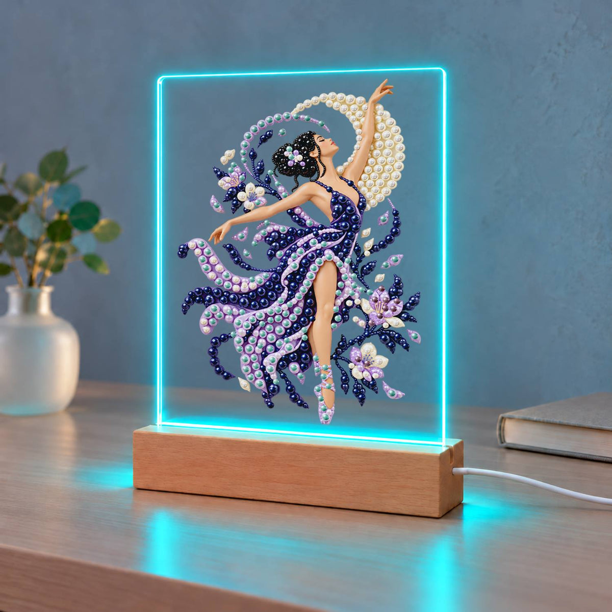 Lilac Dancer in Swirling Silk (Light-Up Pearl Painting)