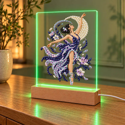 Lilac Dancer in Swirling Silk (Light-Up Pearl Painting)