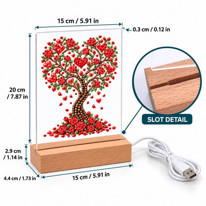 Heart Tree of Red Roses (Light-Up Pearl Painting)