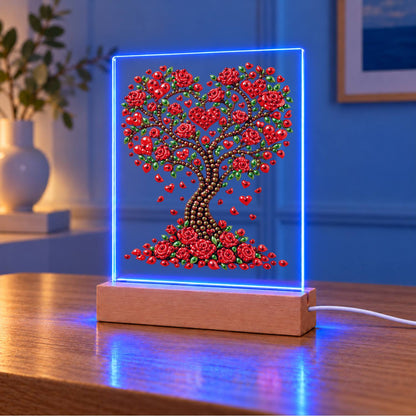 Heart Tree of Red Roses (Light-Up Pearl Painting)
