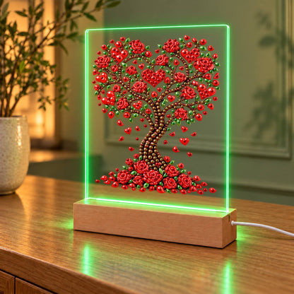 Heart Tree of Red Roses (Light-Up Pearl Painting)