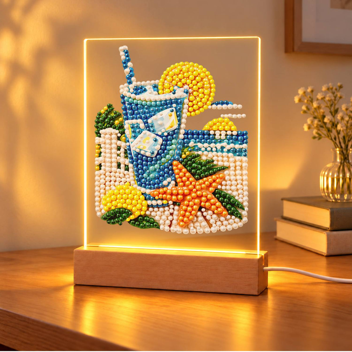Iced Lemonade with a Starfish (Light-Up Pearl Painting)