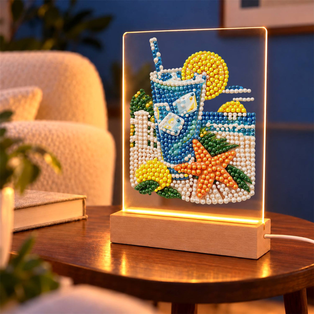 Iced Lemonade with a Starfish (Light-Up Pearl Painting)