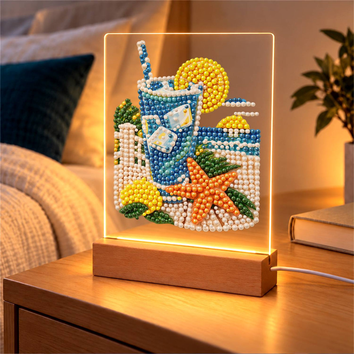 Iced Lemonade with a Starfish (Light-Up Pearl Painting)