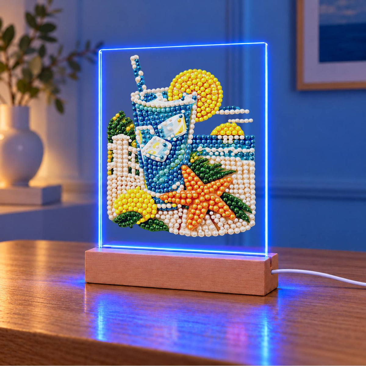 Iced Lemonade with a Starfish (Light-Up Pearl Painting)