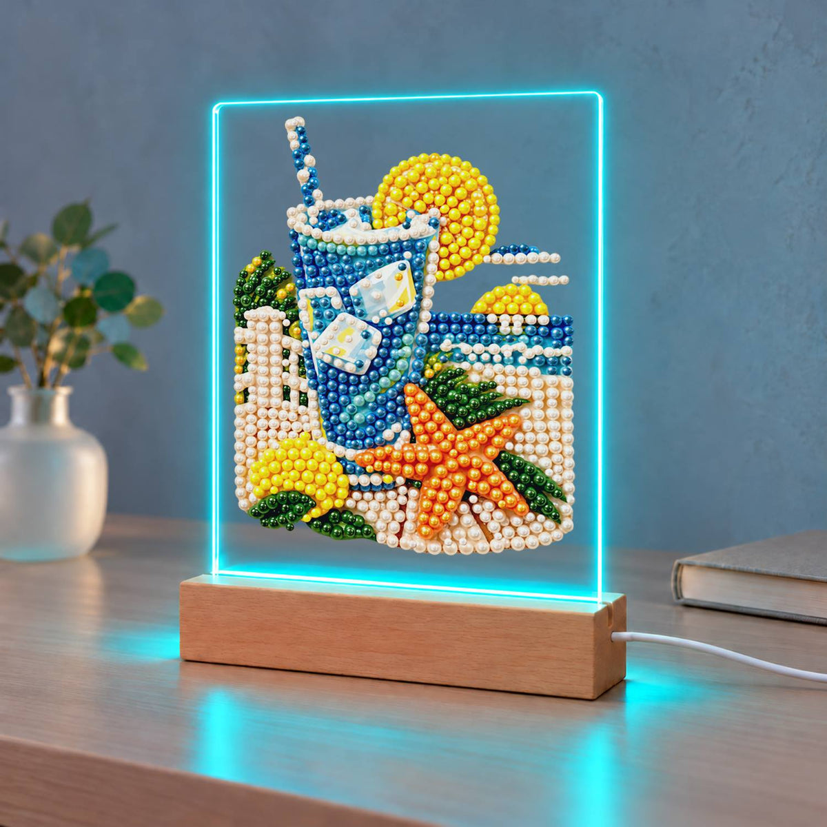 Iced Lemonade with a Starfish (Light-Up Pearl Painting)