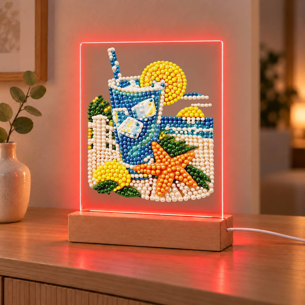 Iced Lemonade with a Starfish (Light-Up Pearl Painting)