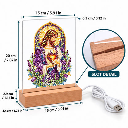 Sacred Heart Amid Lavender (Light-Up Pearl Painting)