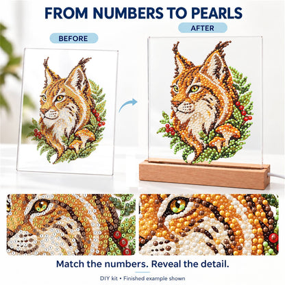 Lynx Among Ferns and Berries (Light-Up Pearl Painting)