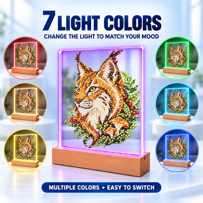 Lynx Among Ferns and Berries (Light-Up Pearl Painting)