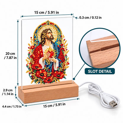 Sacred Heart Among Red Poppies (Light-Up Pearl Painting)