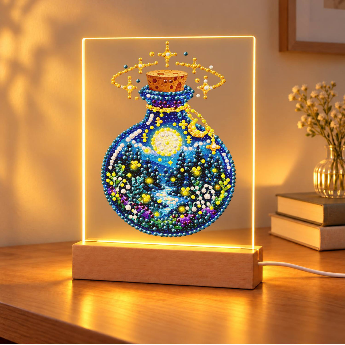 Starry Night in a Potion Bottle (Light-Up Pearl Painting)