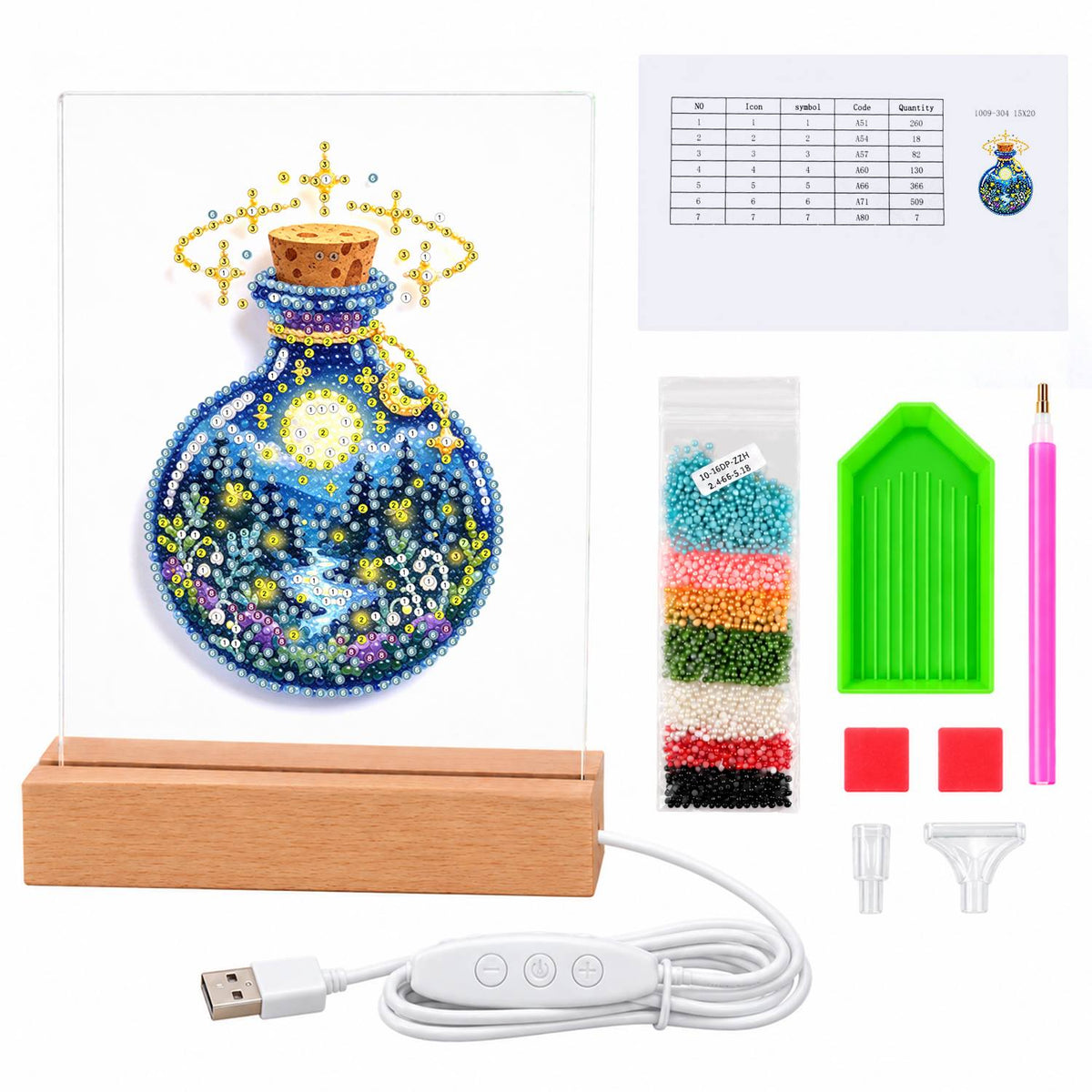 Starry Night in a Potion Bottle (Light-Up Pearl Painting)