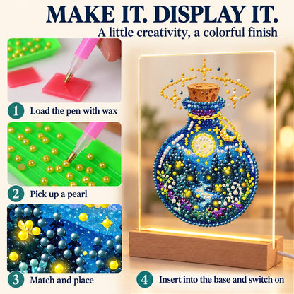 Starry Night in a Potion Bottle (Light-Up Pearl Painting)