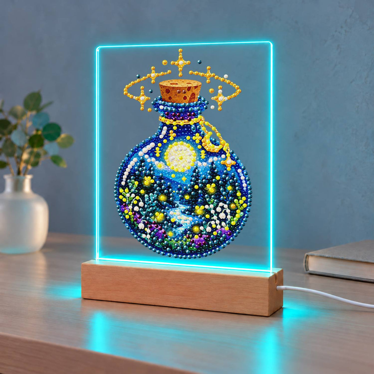 Starry Night in a Potion Bottle (Light-Up Pearl Painting)