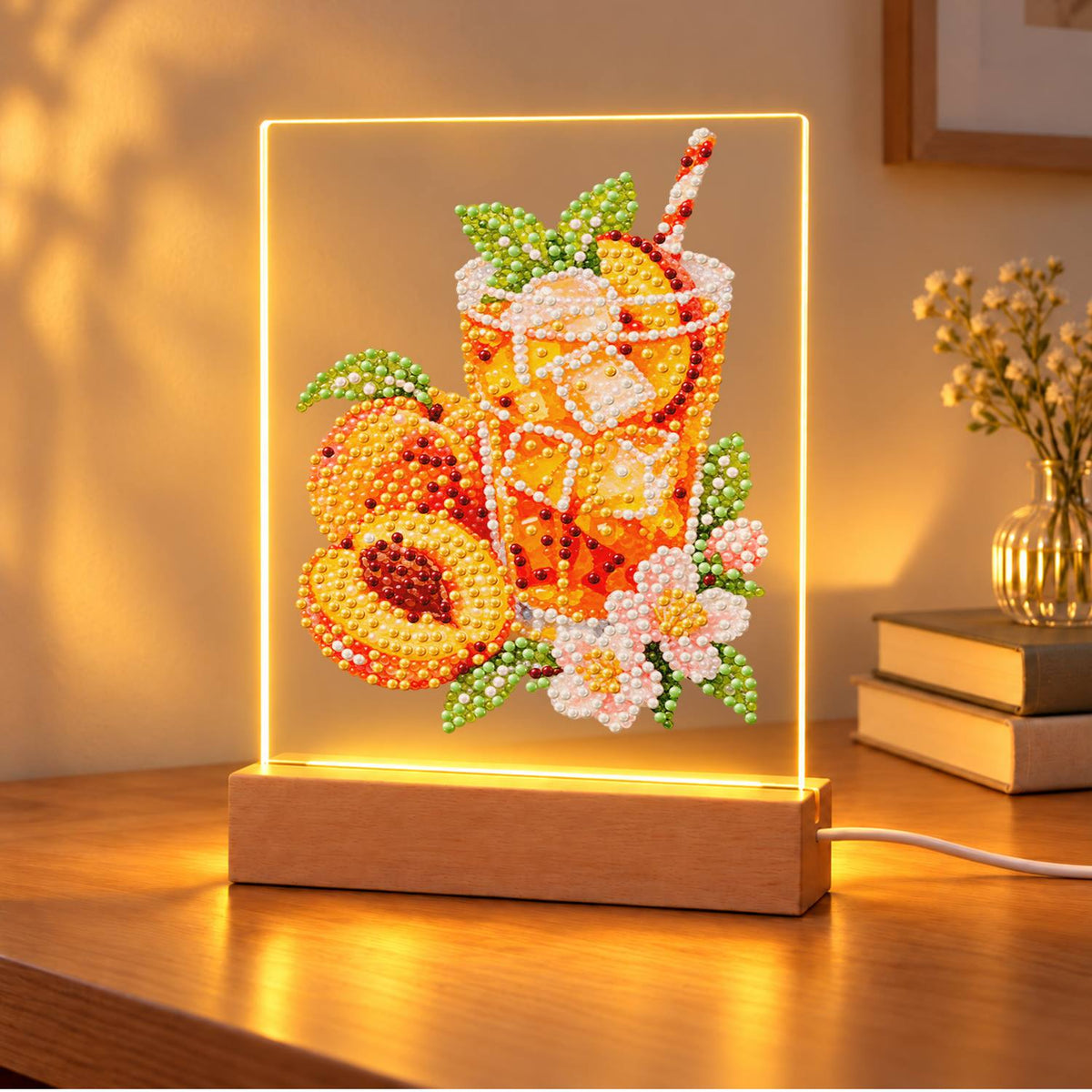 Iced Peach Tea with Blossoms (Light-Up Pearl Painting)
