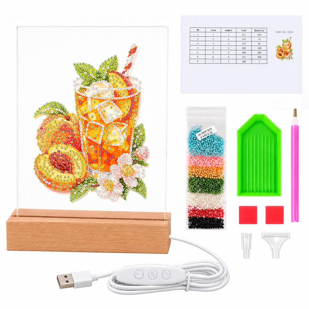 Iced Peach Tea with Blossoms (Light-Up Pearl Painting)