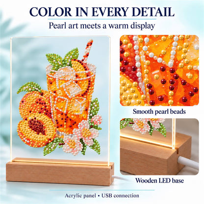 Iced Peach Tea with Blossoms (Light-Up Pearl Painting)