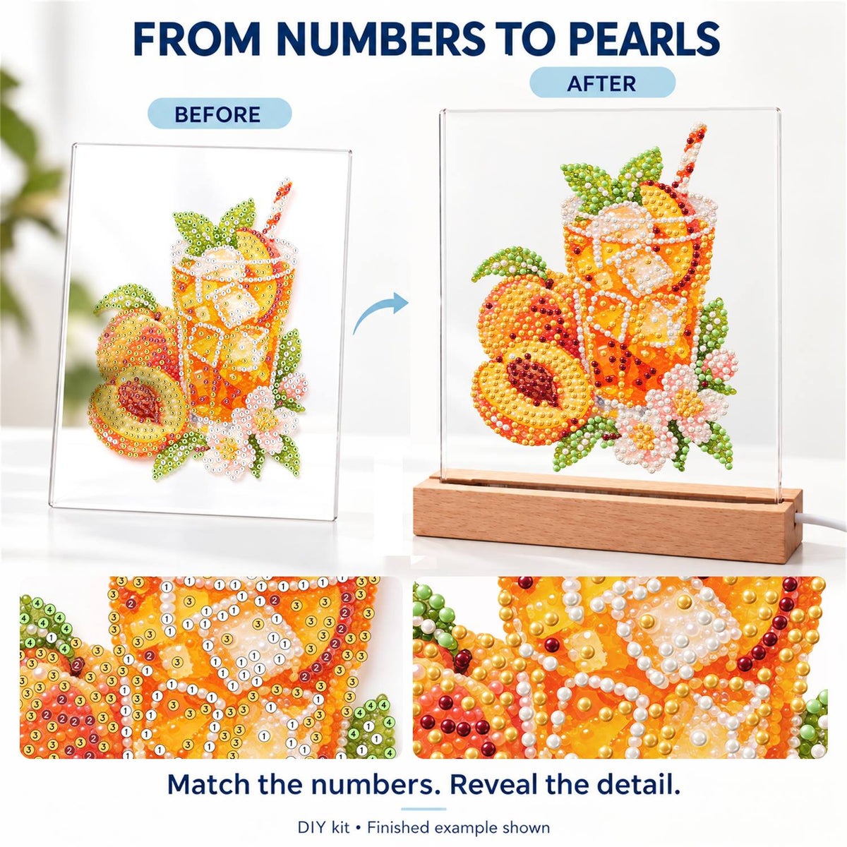 Iced Peach Tea with Blossoms (Light-Up Pearl Painting)