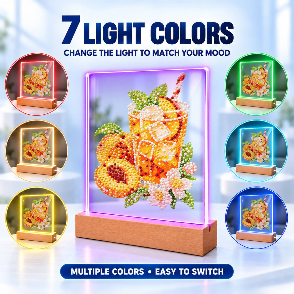 Iced Peach Tea with Blossoms (Light-Up Pearl Painting)