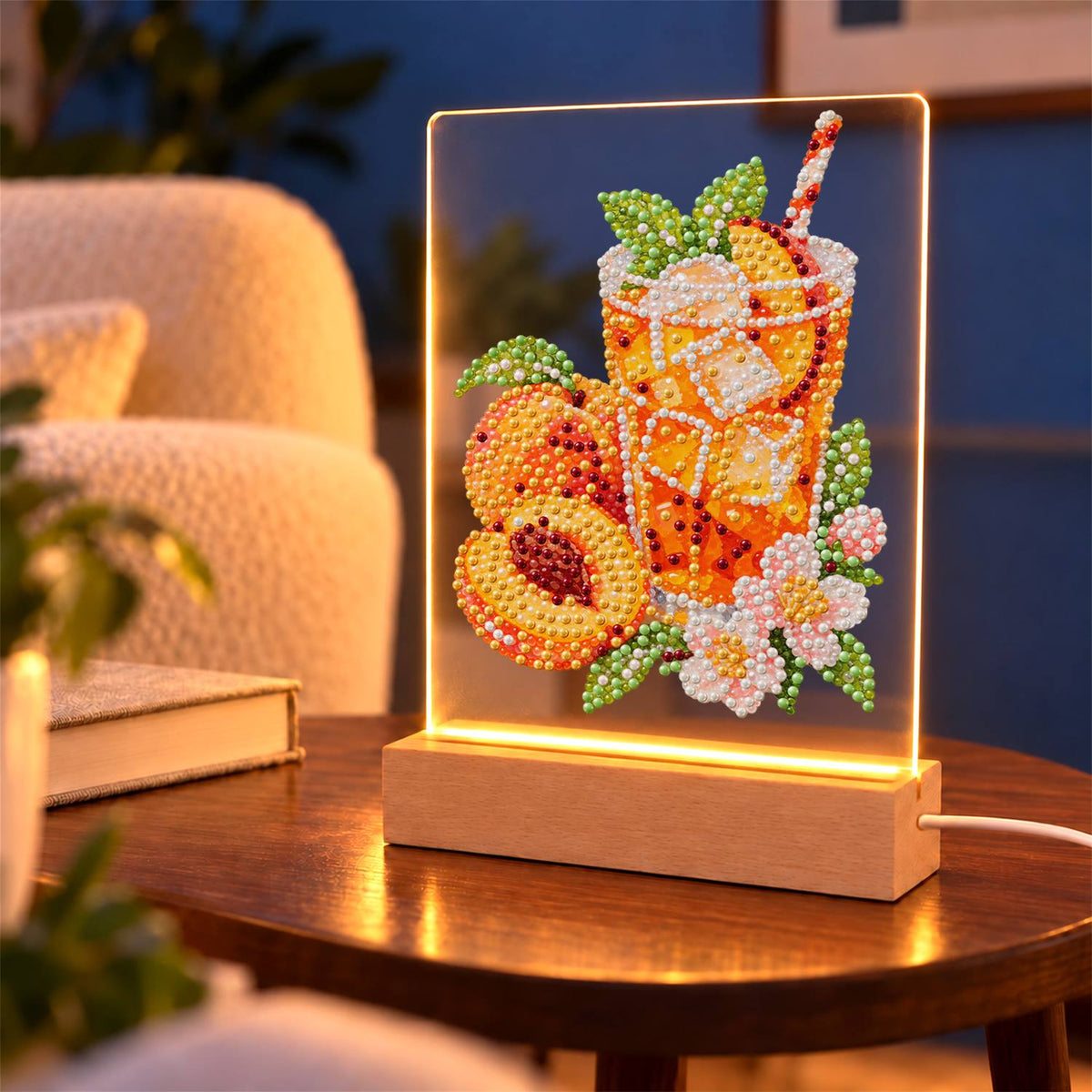 Iced Peach Tea with Blossoms (Light-Up Pearl Painting)