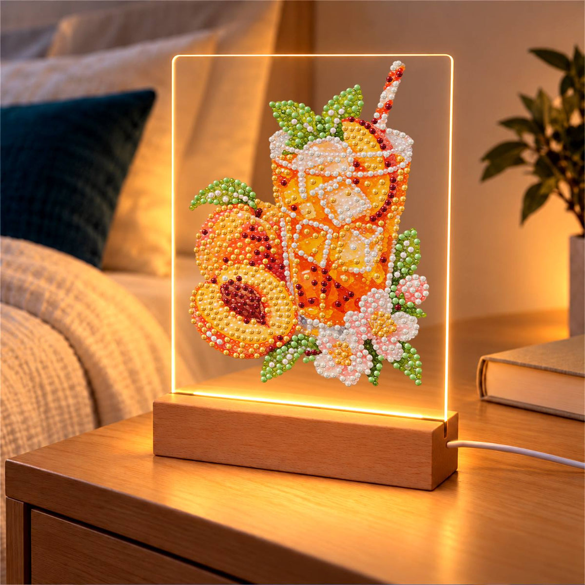 Iced Peach Tea with Blossoms (Light-Up Pearl Painting)