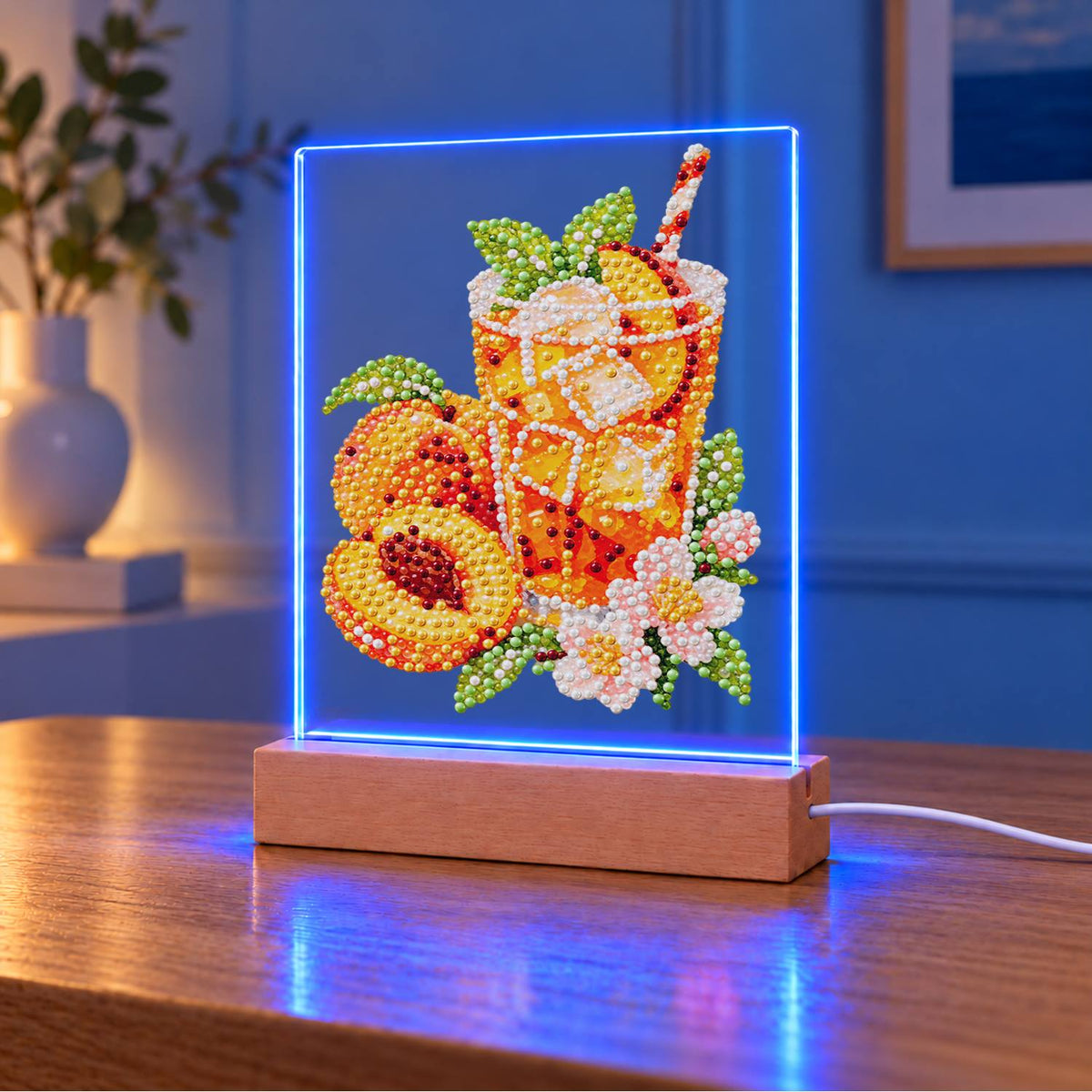 Iced Peach Tea with Blossoms (Light-Up Pearl Painting)