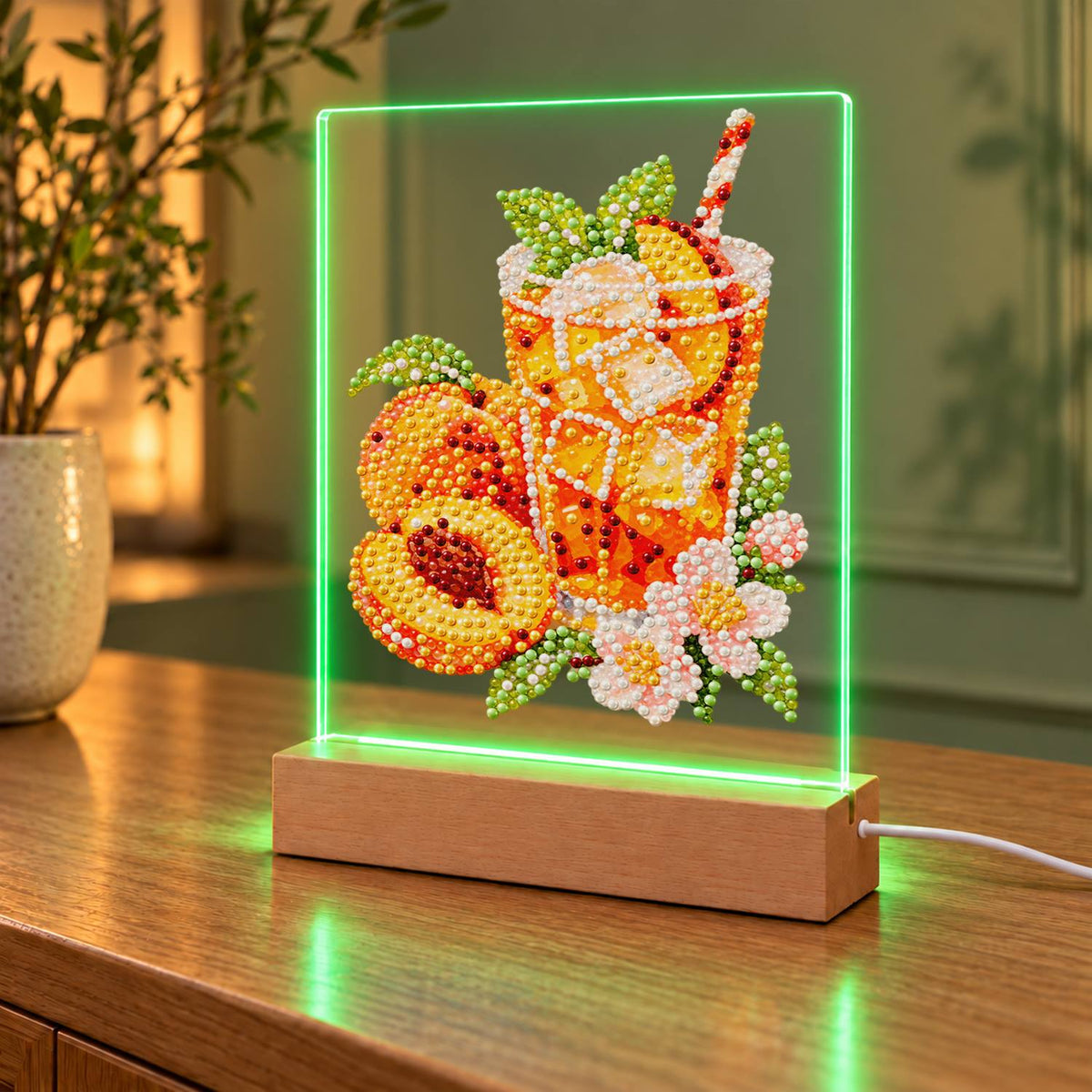 Iced Peach Tea with Blossoms (Light-Up Pearl Painting)