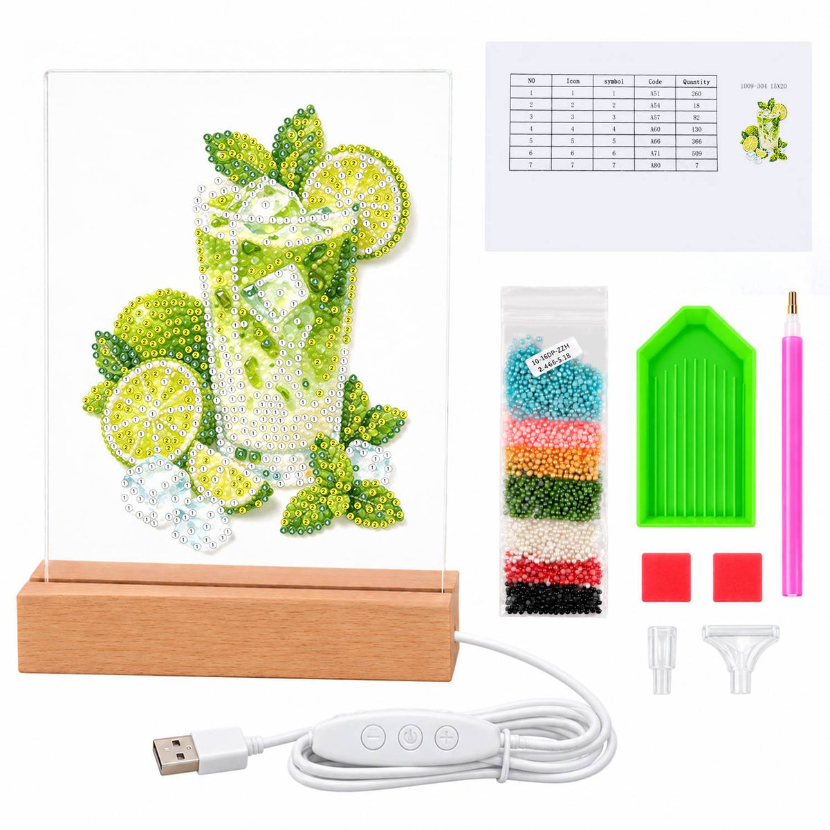 Lime Mojito with Fresh Mint (Light-Up Pearl Painting)