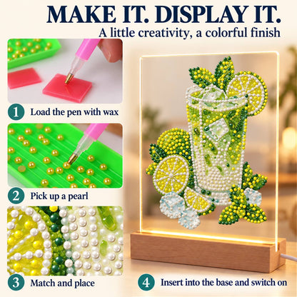Lime Mojito with Fresh Mint (Light-Up Pearl Painting)
