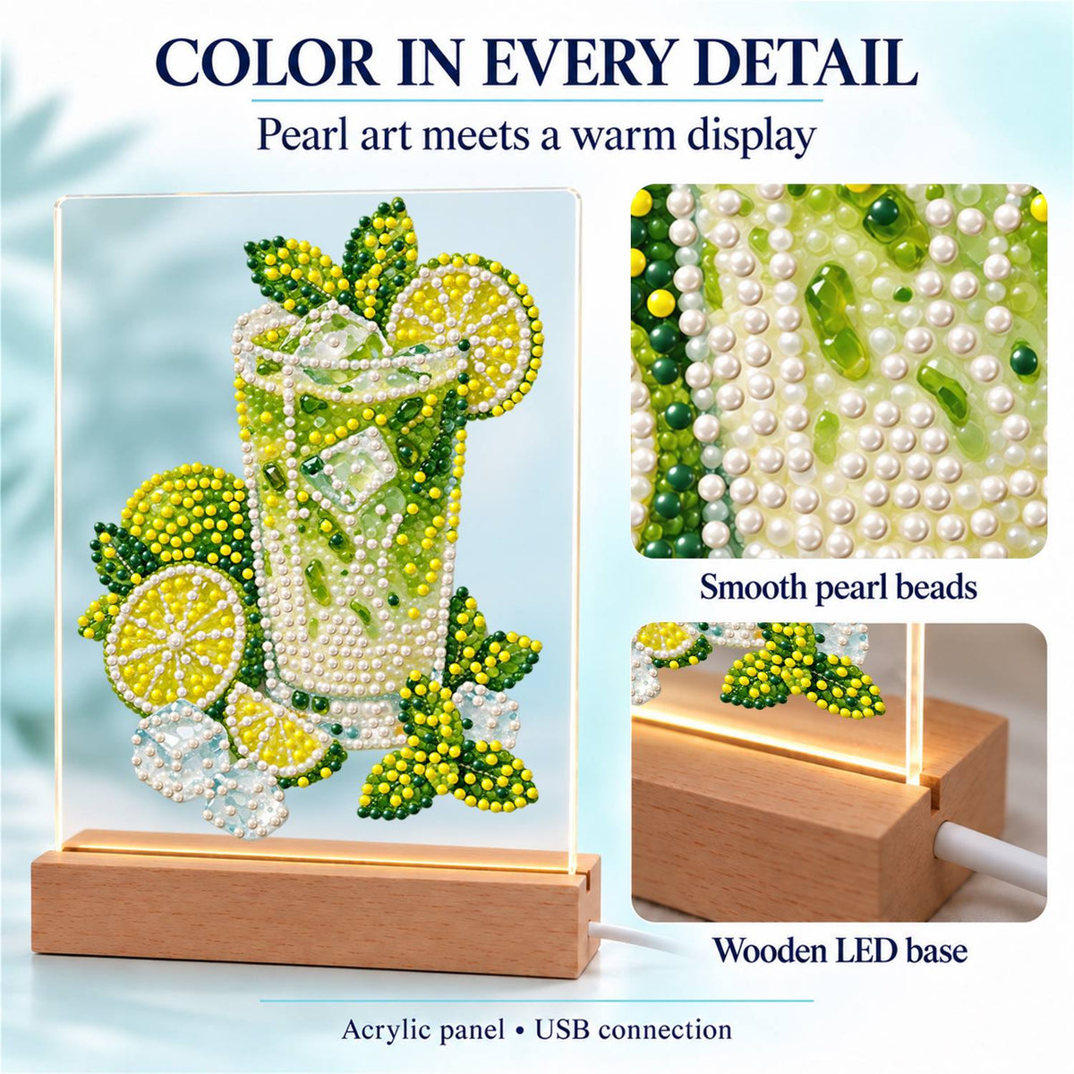 Lime Mojito with Fresh Mint (Light-Up Pearl Painting)