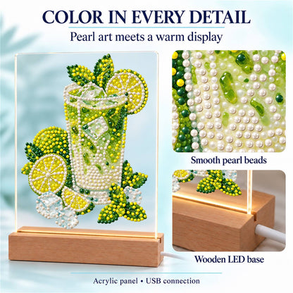 Lime Mojito with Fresh Mint (Light-Up Pearl Painting)
